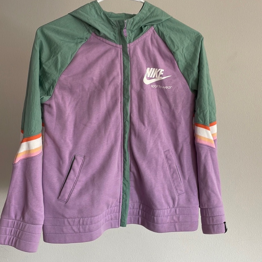 Nike purple green full zip hoodie jacket NWT loose fit larger perfect condition
